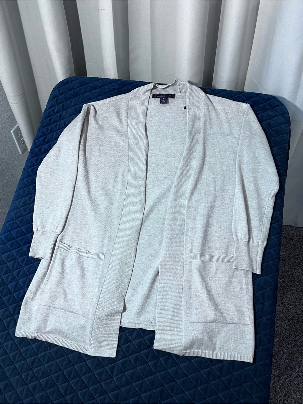Gloria Vanderbilt Light Cream Open-Front Cardigan